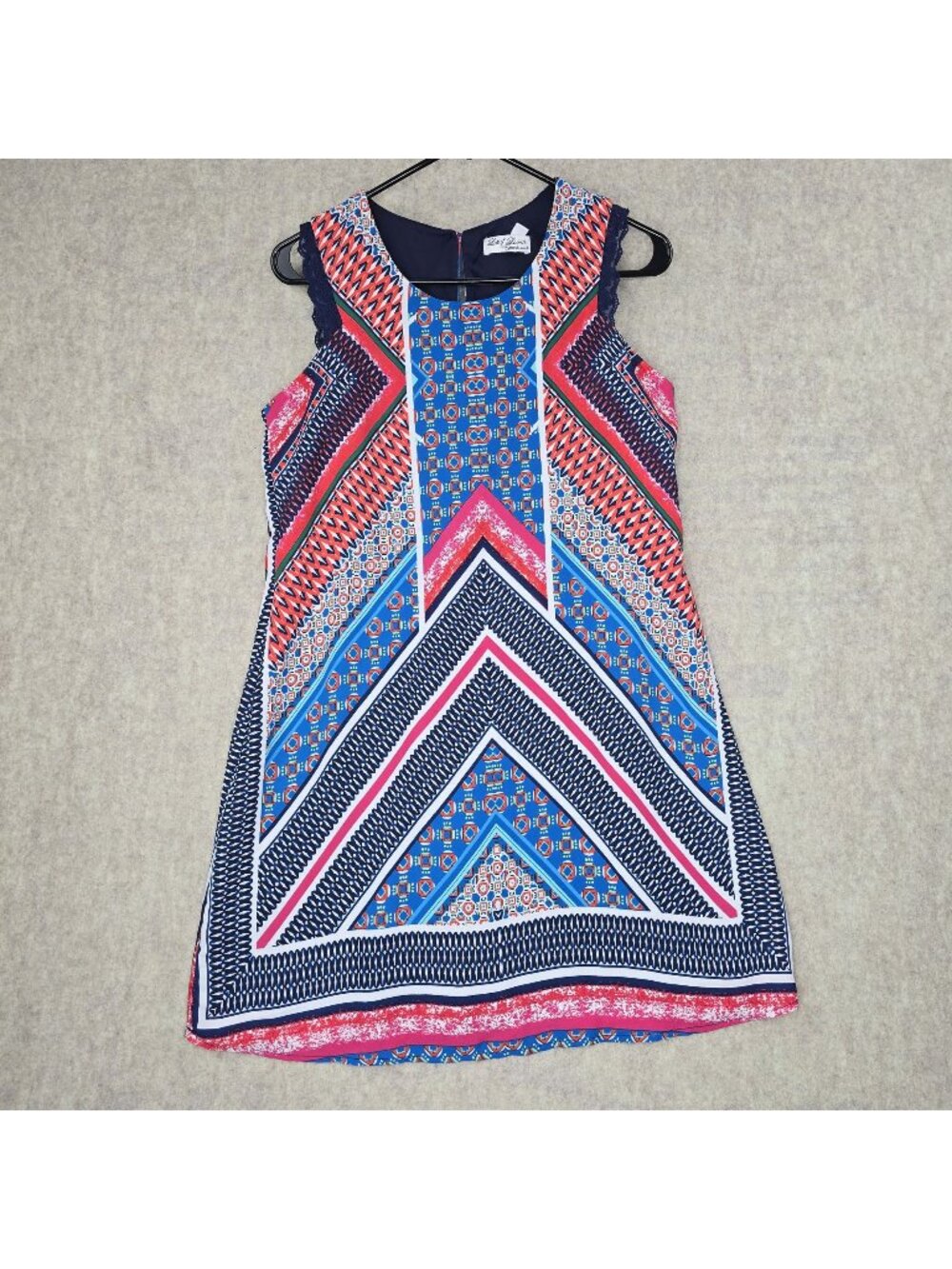 Sleeveless Geometric Print Shift Dress M By Lots Of Love